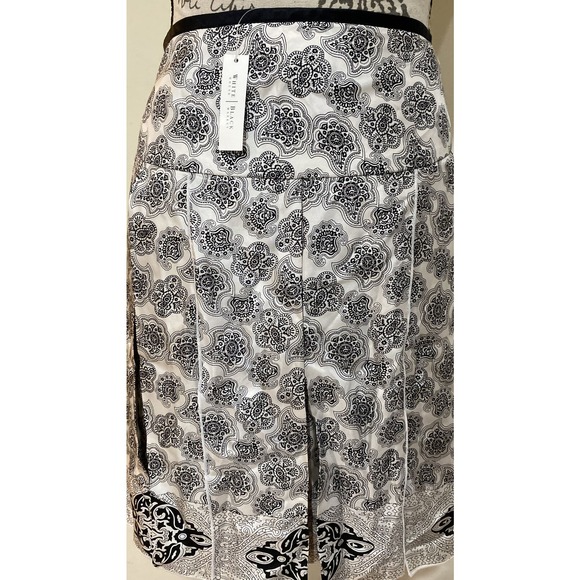 White House Black Market Skirt Silk Black White Size 12 - Picture 5 of 7